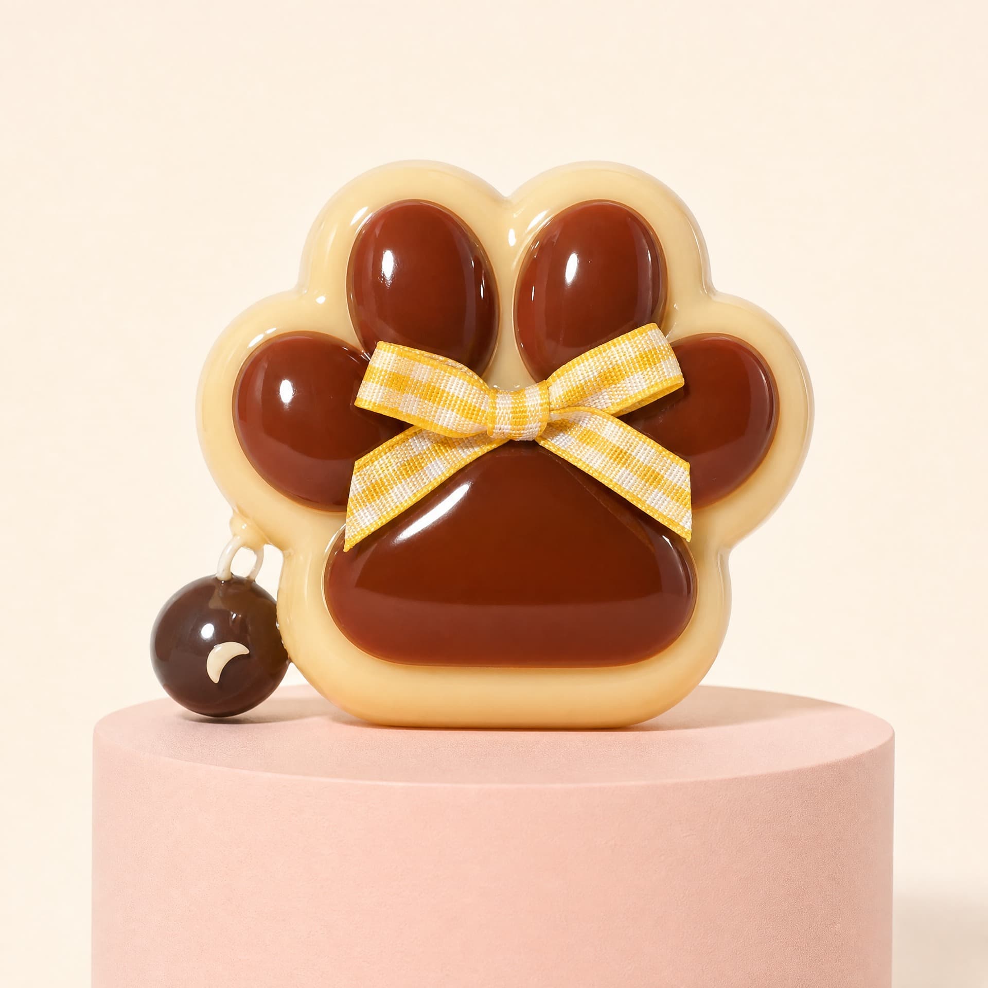 Cat Paw Squeeze toy, glossy finish, chocolate and cream