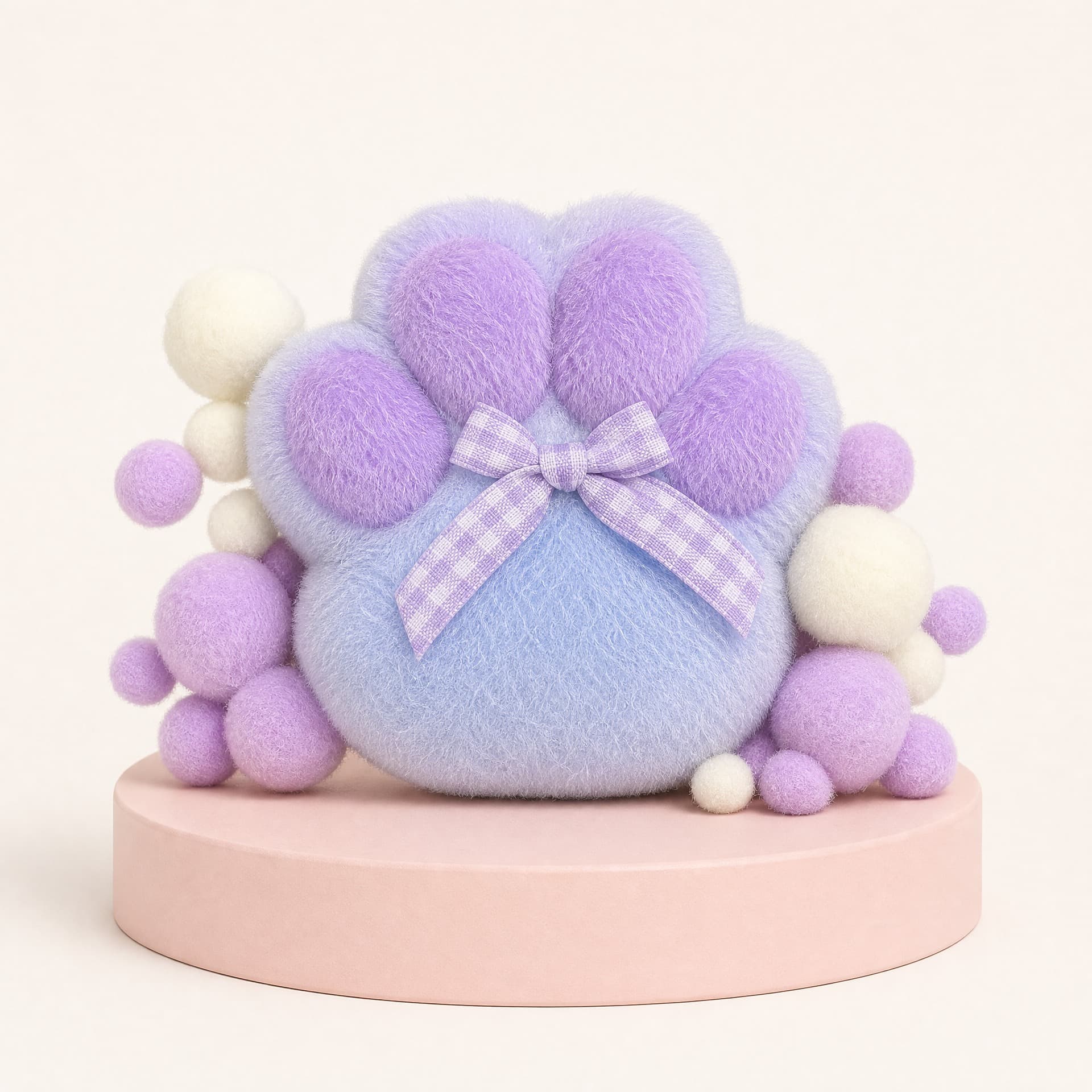 Cat Paw Squeeze toy, plush finish, lavender and blue