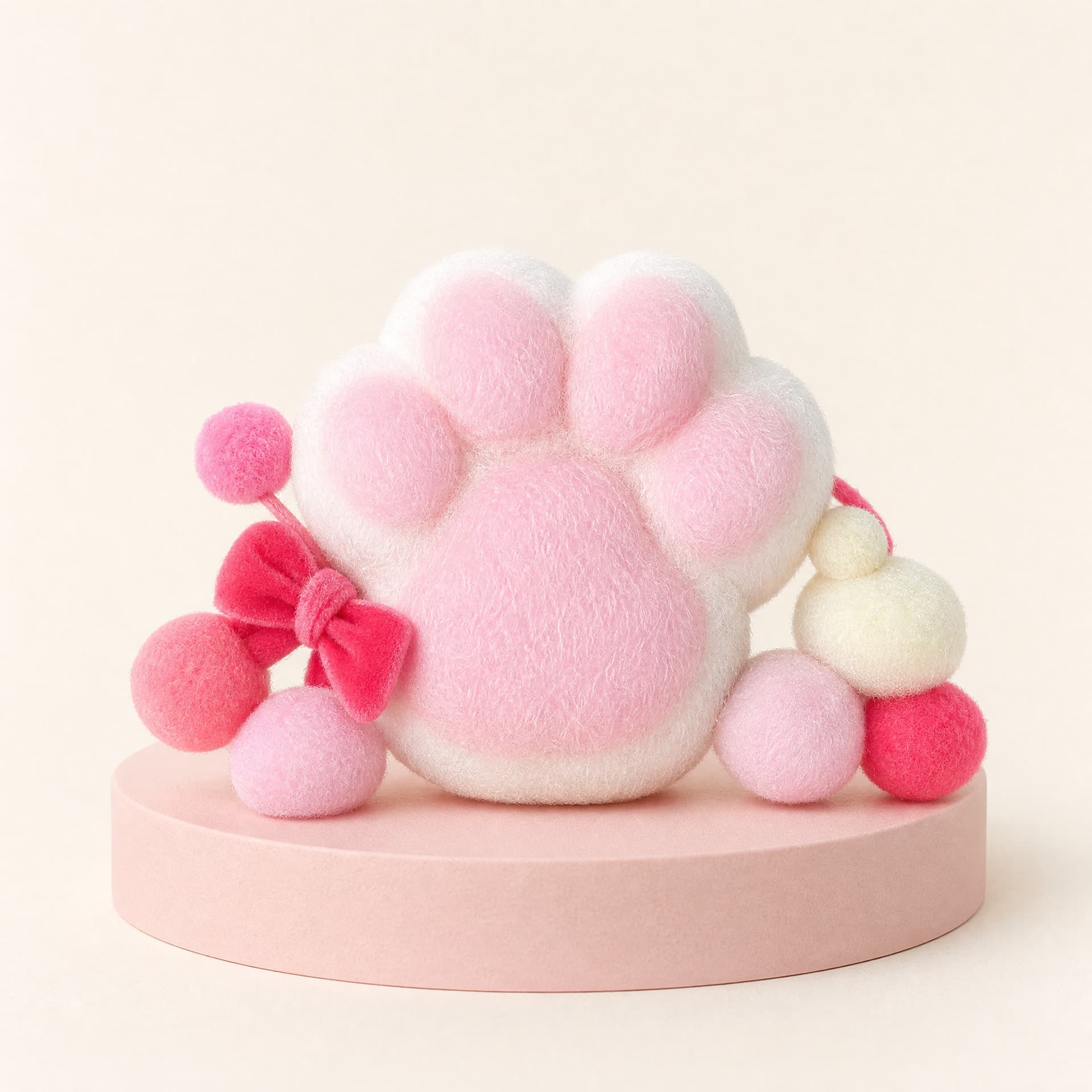 Cat Paw Squeeze toy, plush finish, pink
