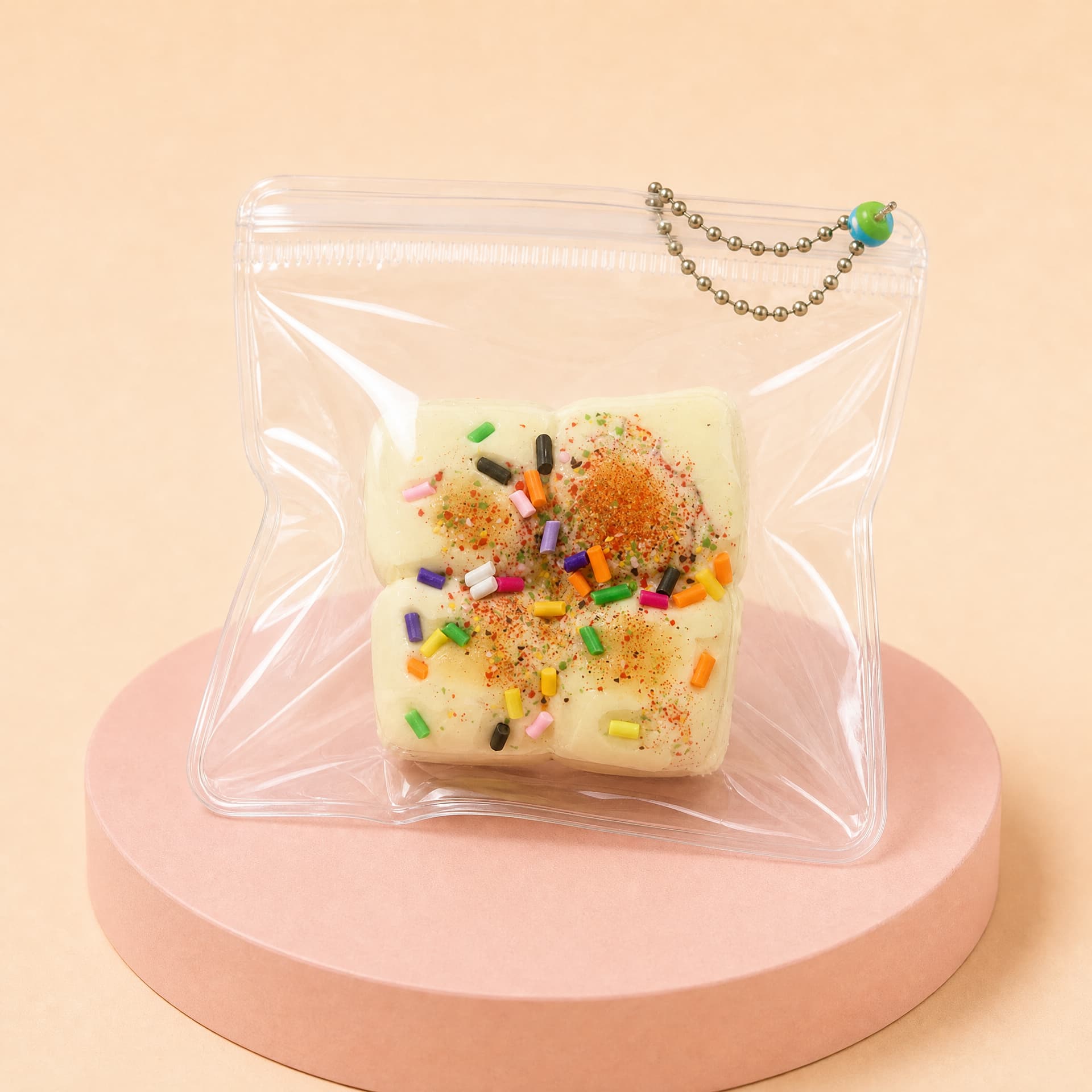 Squidgy Taba Cakes squishy toy, cream sprinkles flavor, bagged