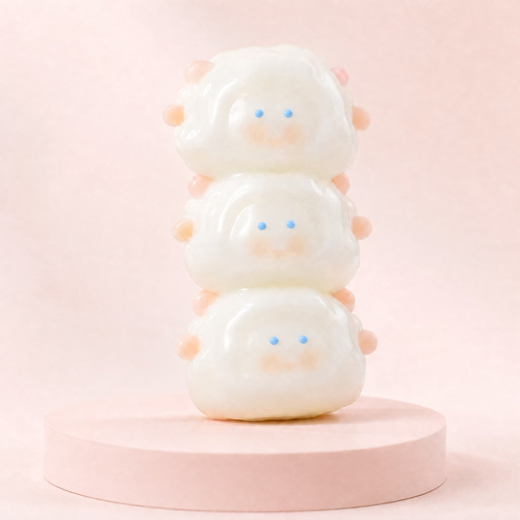 Triple Lamb Squishy toy, glossy finish, three lambs stacked
