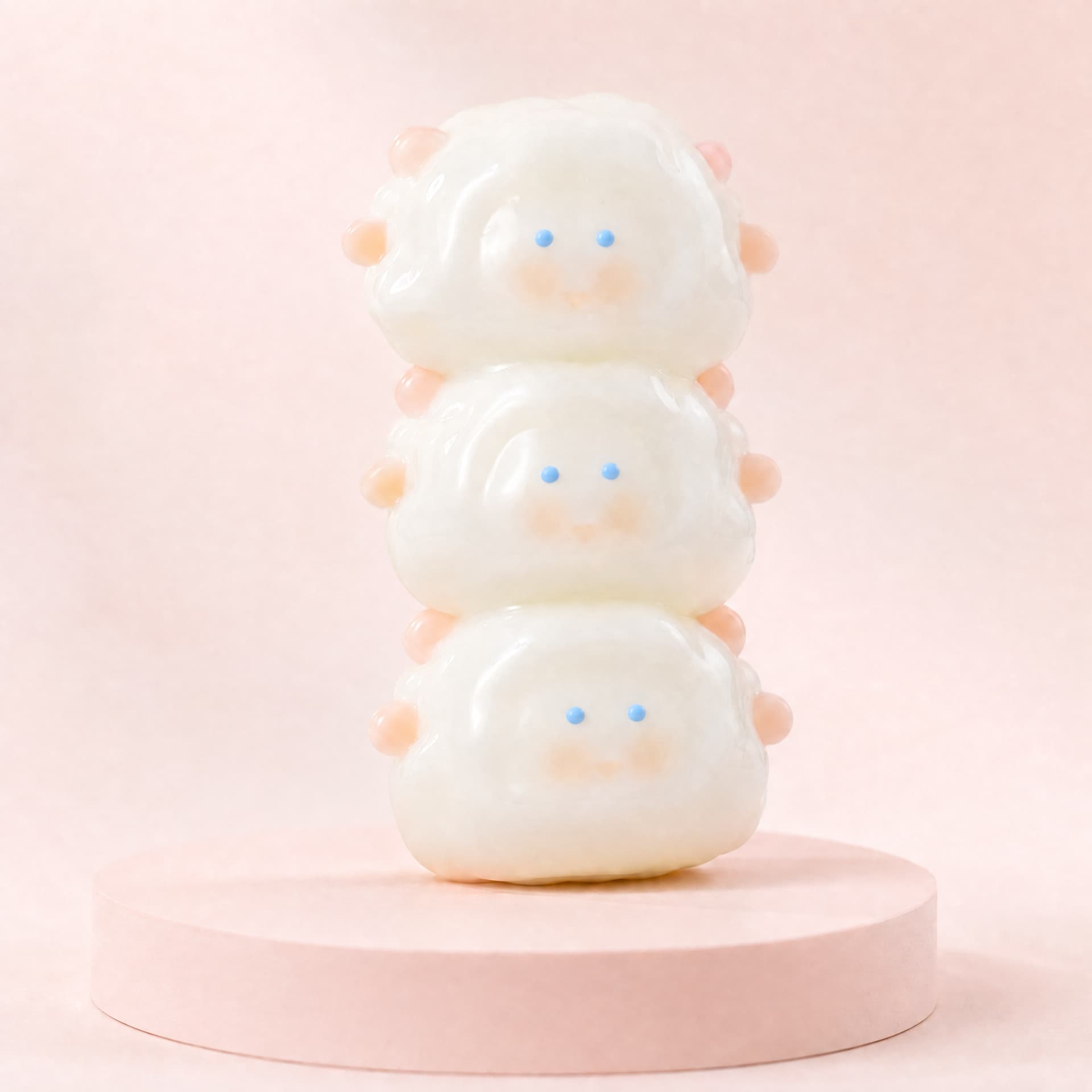 Triple Lamb Squishy toy, glossy finish, three lambs stacked