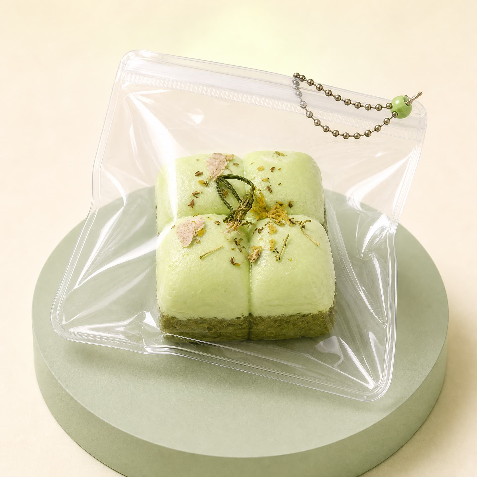 Squidgy Taba Cakes squishy toy, matcha flavor, bagged