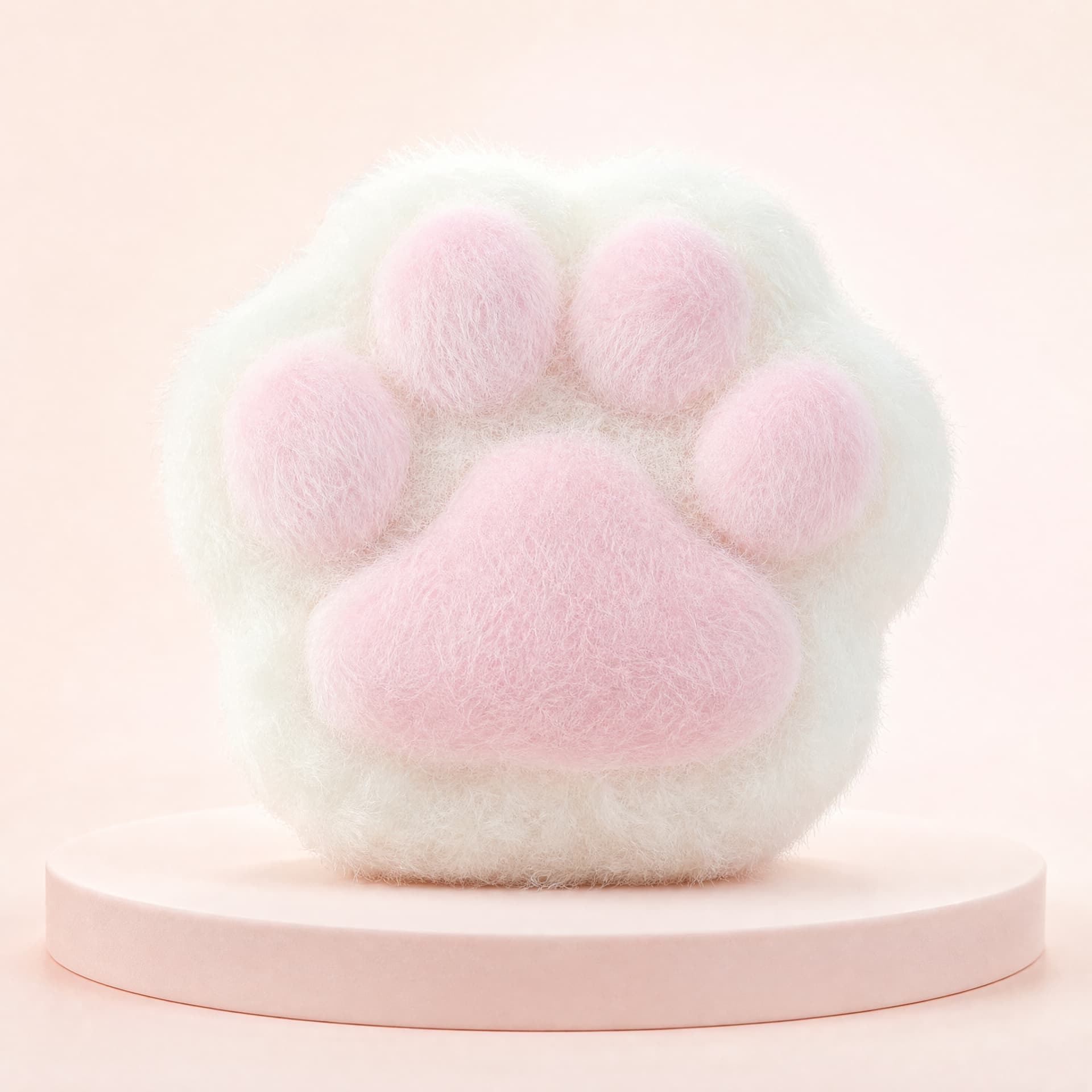 Squishy Rice Cat Paw Taba toy, pink plush finish