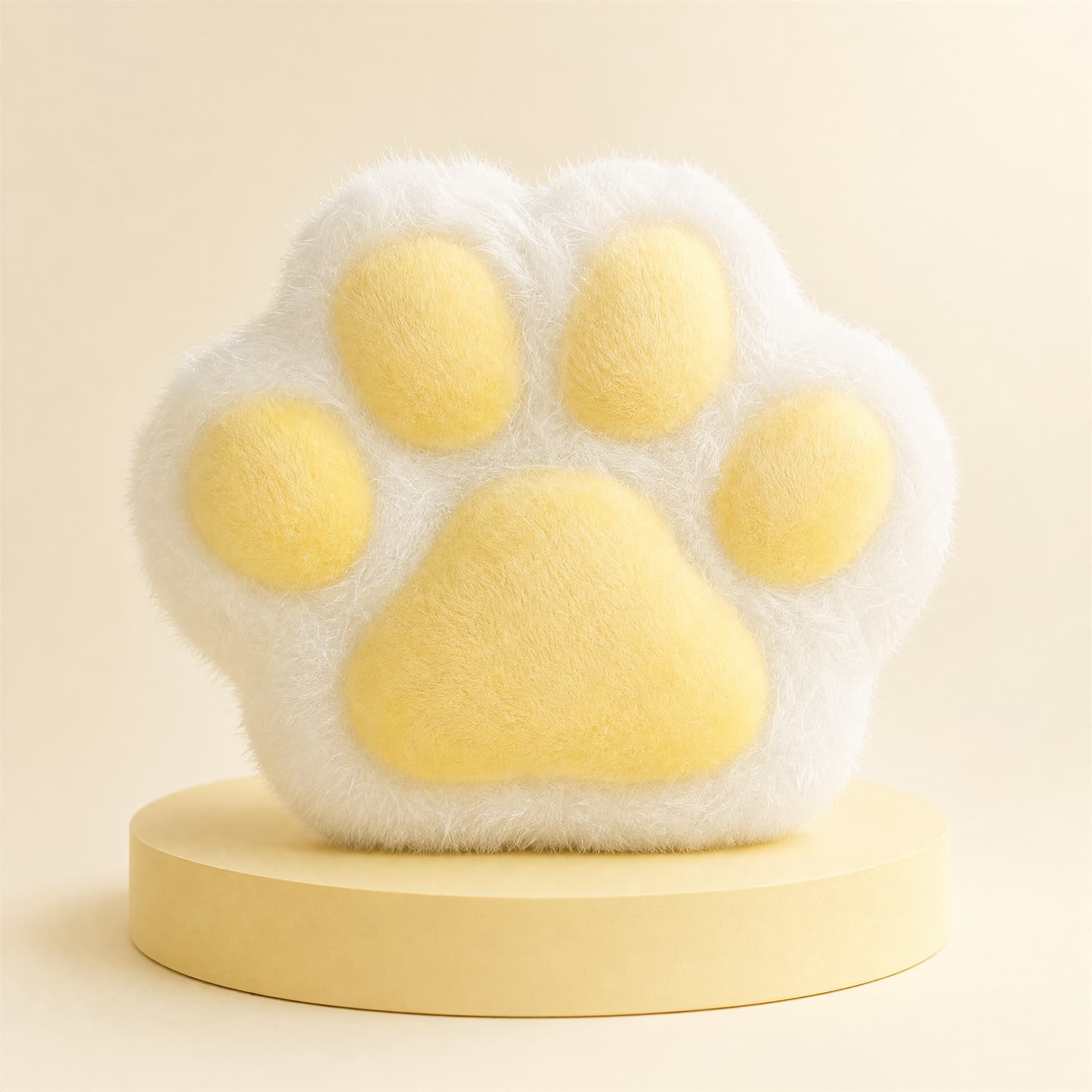 Squishy Rice Cat Paw Taba toy, yellow plush finish